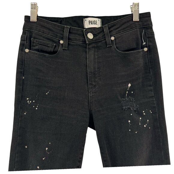 Paige Jeans Womens 27 Hoxton Straight Ankle Distressed Grunge Goth Alt Edgy Rave - Picture 1 of 16